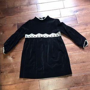 Vintage 60’s 70’s Black Velvet MOD turtleneck Mini Dress